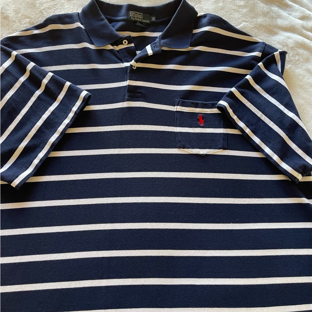 Authentic Men’s Polo by Ralph Lauren
3XB
Navy Blue & White Horizontal Stripe